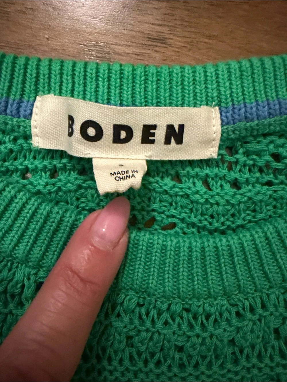 Boden Women’s S Kelly Green Crochet Fringe trim Crop Top